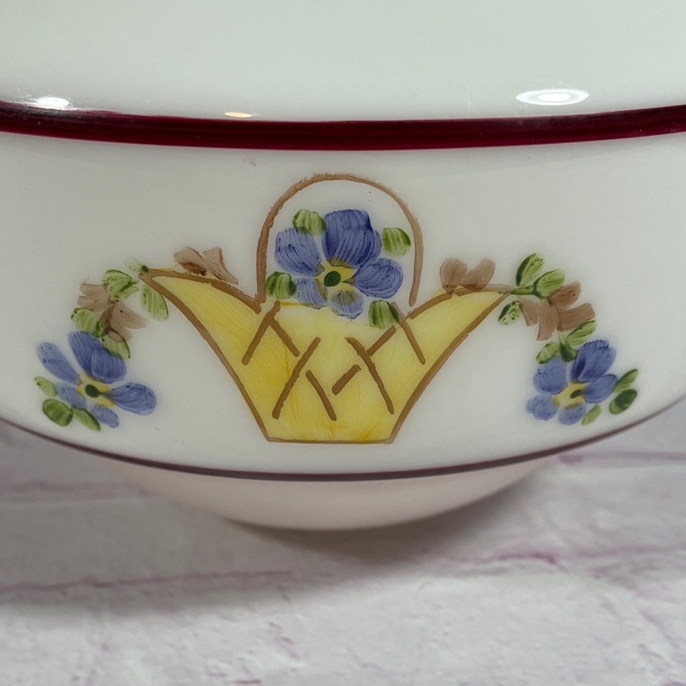 Vintage White Milk Glass Hand Painted Ceiling Light Shade - Picture 4 of 8